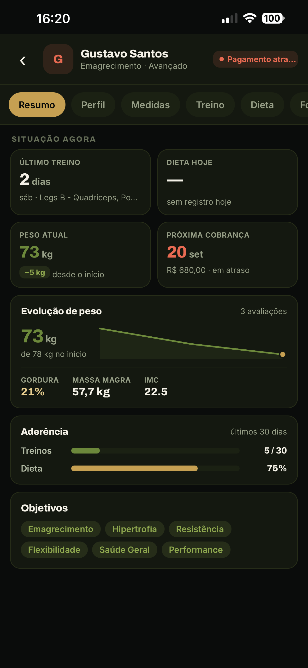 Ficha resumo do aluno